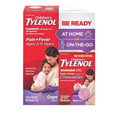 Image of Tylenol Children's Pack with Liquid Oral Suspension, 4 Fl. Oz and Grape Chewables, 24 Count