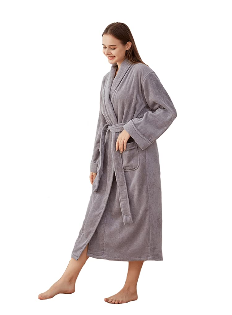 Dla dorosłych Odzież domowa Długi szlafrok, Bawełniany szlafrok frotte unisex wielokolorowy Rozmiary L XL XXL(Light gray,Unisex/XL)