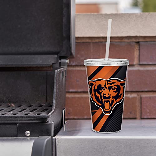 Image of Rico Industries NFL Football 16oz Clear Tumbler W /Straw for NFL Fans