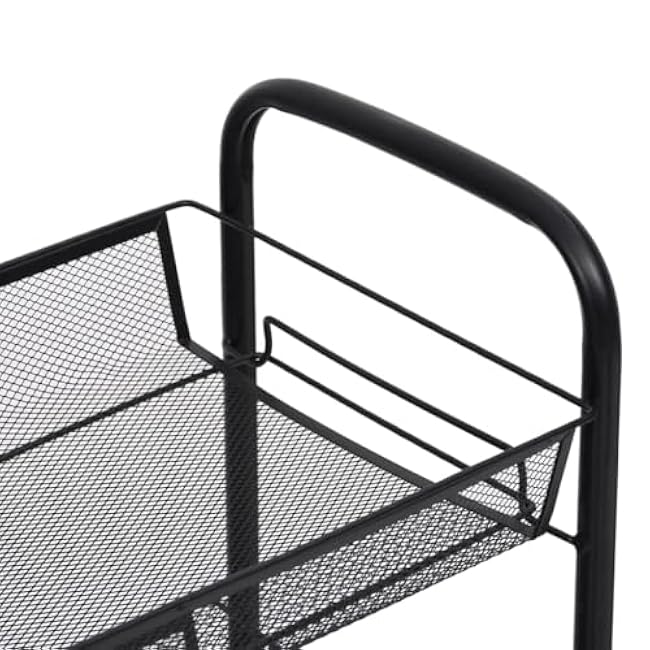 3 Tier Rolling Storage Cart,18.1 X 10.2 X 25.2in Rolling Cart Iron Kitchen Trolley Use for Home,Easy Assembly,Black-XEJJEiVP