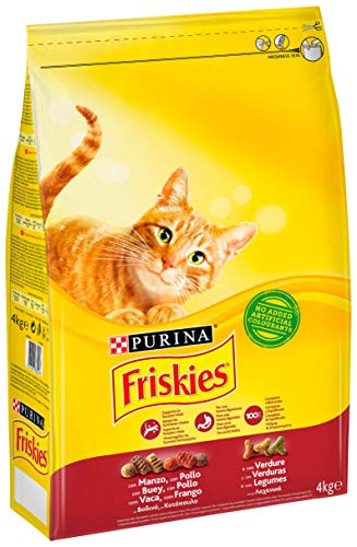 Purina Friskies Crocchette Gatto Adult Con Manzo, Pollo E Verdure Aggiunte, 4 Kg