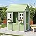 [en.casa] Spielhaus Kinder Outdoor Kuoldsvin Gartenhaus für Kinder ab 3 Jahre Kinderspielhaus aus Holz mit Tür und Fenstern 144 x 107 x 90 cm Grün/Weiß
