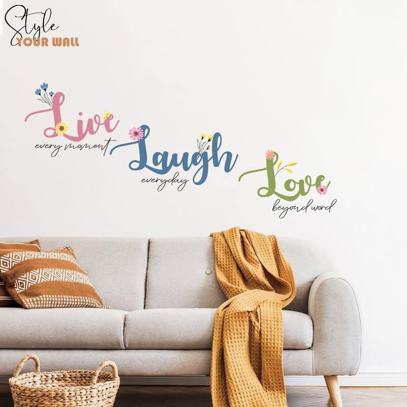 Image of Kotart - Live Laugh Love Vinyl Wall Stickers /Decals for Living Room Bedroom Home and Office Wall - Colorful HD Printed Wall Sticker