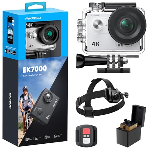 AKASO EK7000 Action Camera and Quick Release Head Strap Mount Bundle