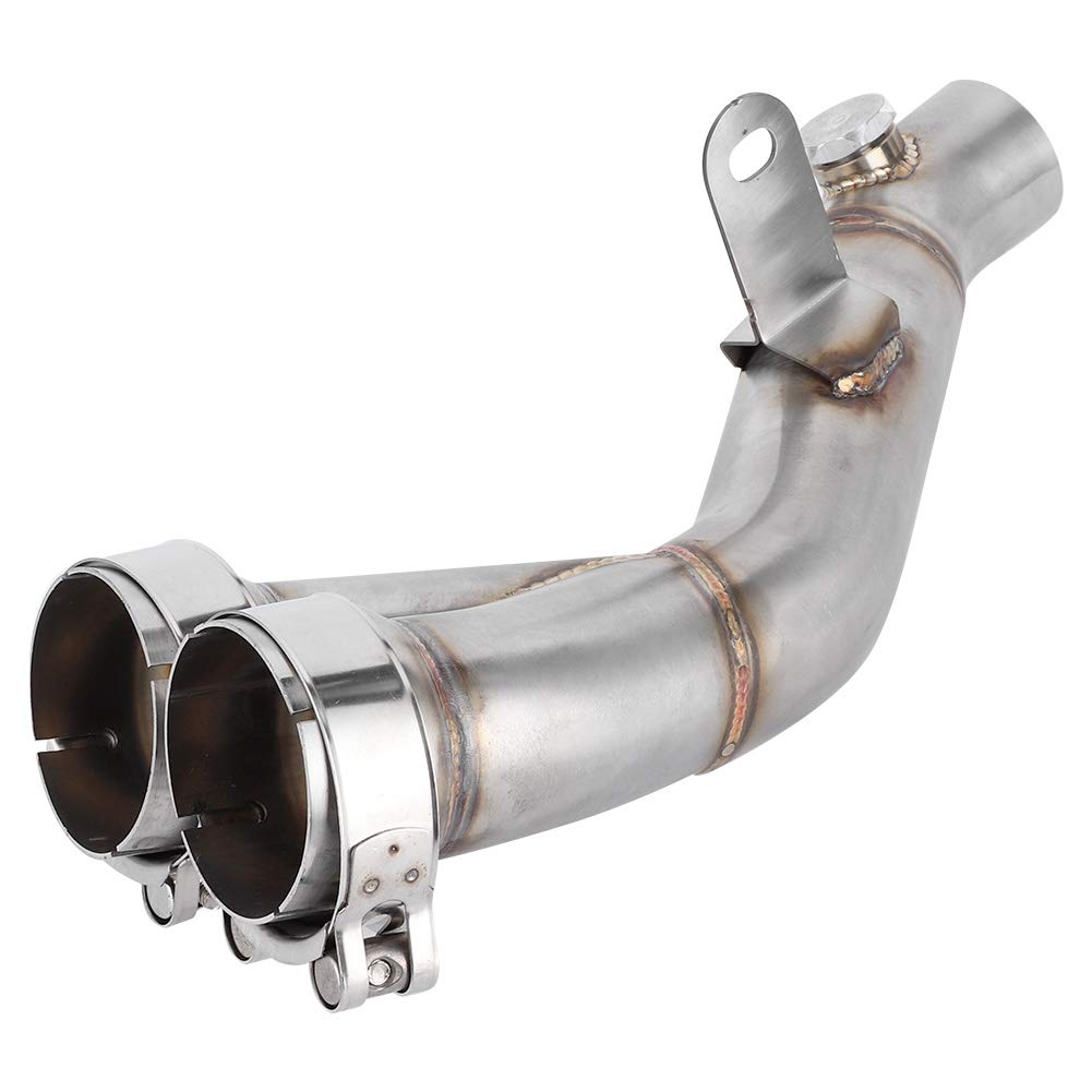 Qiilu Tubo Centrale di Scarico per Moto, catalizzatore di Scarico a Tubo Centrale Tubo di Collegamento Decat rimosso Adatto per YZF-R6 2009-2014 Adatto per catalizzatore r6