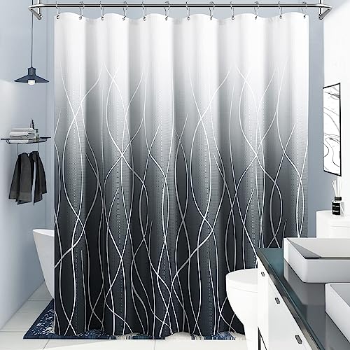 Naturoom Dark Grey Fabric Shower Curtain,230Gsm Weigted Modern Hotel Style Ombre Gray Shower Curtains For Bathroom,Washable Bathroom Curtains Shower Set With Hooks,72 X 72 Inch,Slate Gray #TOP9