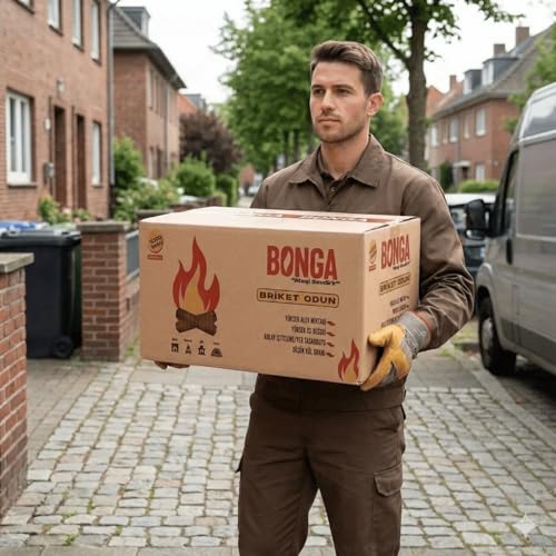 Bonga Briket Odun - Dumansız ve Kokusuz Yüksek Alevli Şömine Odunu - 20 Adet (20 kg)