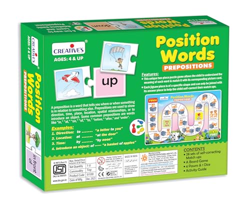 Image of Creative's Position Words | Self-Correcting Match-ups Puzzles | Board Game for Kids | Learning & Educational Toy | Reinforce Basic Prepositions | Fun Learning Boards Game | Ages 4 & Up