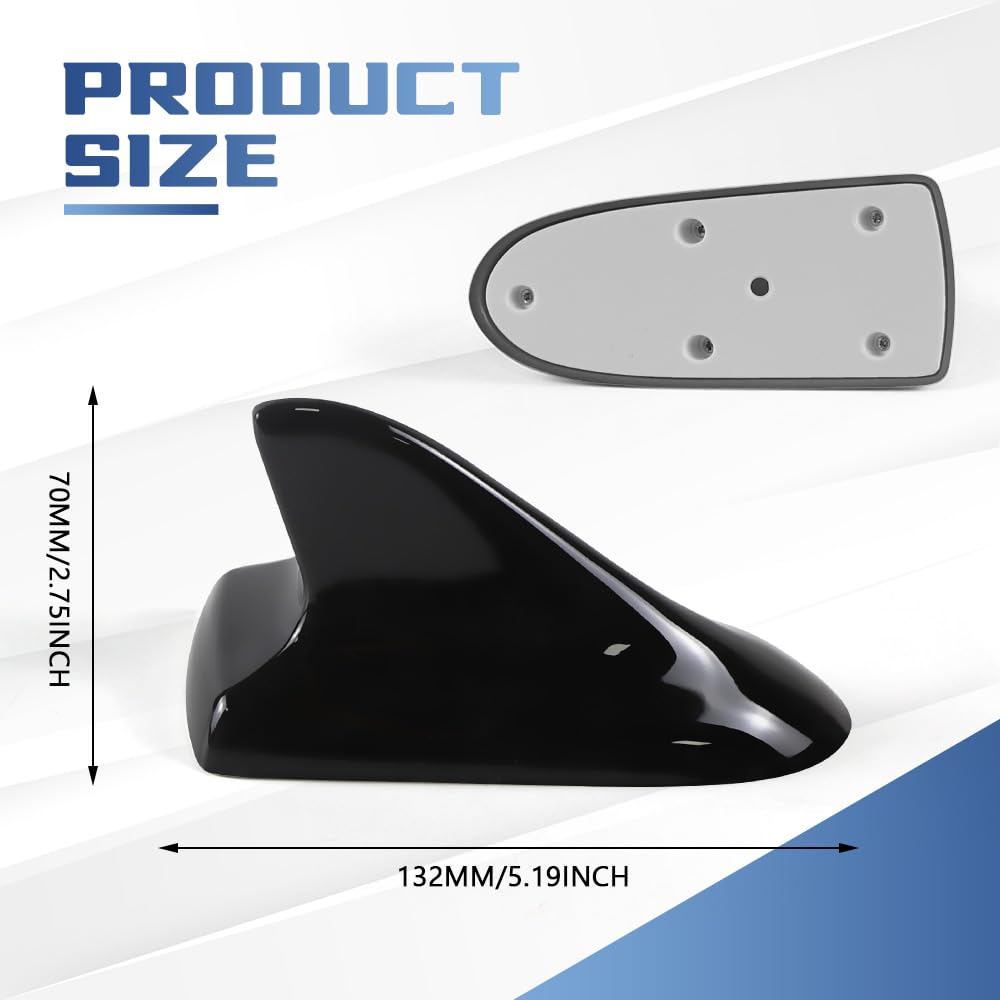 Hbxdeco Car Shark Fin Antenna, Automotive Roof Antenna Dummy Aerial for Decoration Only, Top Mounted Vehicle Decorative Antenna, Universal Exterior Car Accessories for SUV Truck (Black)