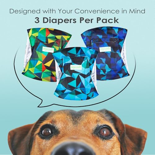 Image of wegreeco Washable Male Dog Belly Band (Stylish Pattern)- Pack of 3 - Male Dog Belly Wrap, Dog Diapers Male (Abstract Geometrical Blue, Medium)