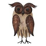 E-View Rustic Owl Figurine - Wood & Iron - Collectible - Home Decor - Brown