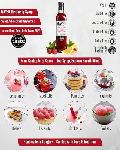 Image of Raspberry Syrup, Dye Free Syrup for Coffee, Cocktails & Lemonade, 2 Pack | Award-winning. Real raspberries, nothing artificial. Cocktail mixer, mocktails, smoothies & snow cone. Vegan, gluten-free.