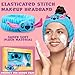 Disney Stitch Beauty Accessories Set with Cooling Eye Mask Gel Eye Pads Fluffy Skincare Headband Hair Claw Clip Relaxing Beauty Gifts for Women (Blue)