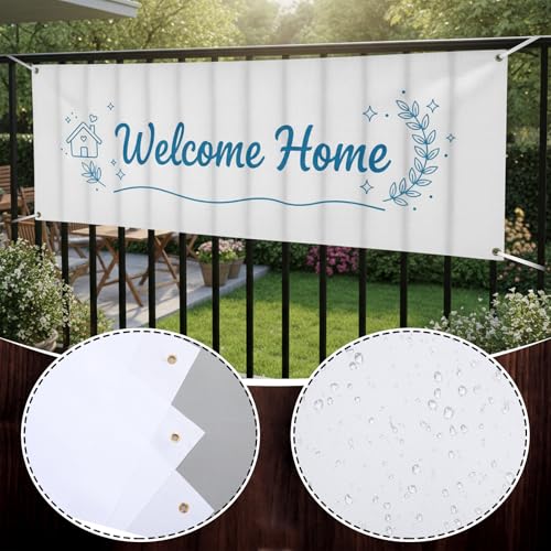 Image of Zonon Large Blank Banners And Signs Polyester Oxford Cloth Sublimation Banner To Decorate With Hanging Rope For Indoor Wall Outdoor Easy to Hang DIY Signs For Business Office (White,4 x 8 Feet)
