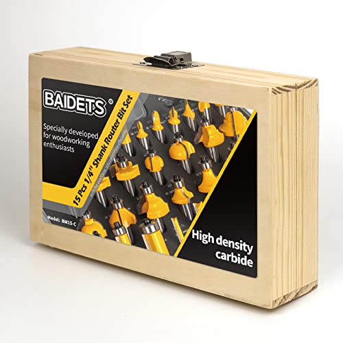 Baidets BD220040 Router Bits Set 1/4 Inch Shank - Set Of 15 Pieces, Baidets Tungsten Carbide Wood Router Bits thumb #6