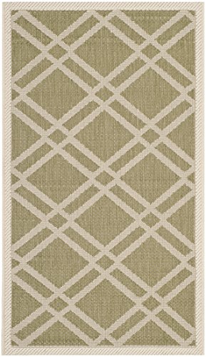 Safavieh Trellis Indoor/Outdoor Woven Accent Area Rug, Courtyard Collection, CY6923, in Green / Beige