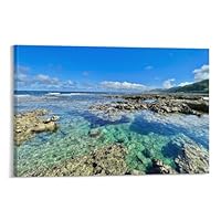 Amazon.co.jp: 絵画 沖縄県 久米島・奥武島の畳石インテリア