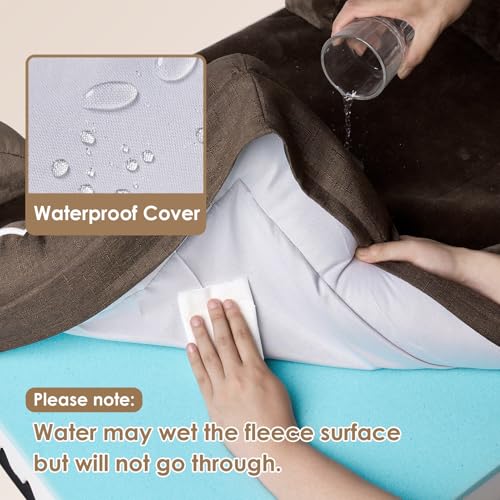 Image of EHEYCIGA Orthopedic Dog Bed for Small and Medium Dogs, Waterproof Memory Foam With Sides, Non-Slip Bottom, Egg-Crate Foam, Washable Removable Cover, Brown