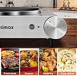 CUSIMAX Electric Hot Plate 1500W Single Burner Cast Iron Hot Plates for cooking Portable Stove Electric Burner with Adjustable Temperature Control Silver Stainless Steel Non-Slip Rubber Feet - Image 5