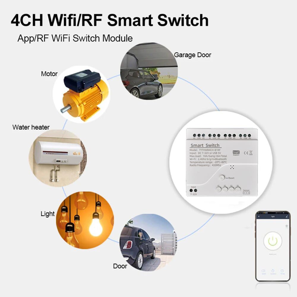 Interruptor de temperatura inteligente wifi, módulo 4 canales, relé pasivo de contacto limpio, consumo de energía, métricas de rendimiento, para la aplicación Smart Life, funciona con Alexa Google