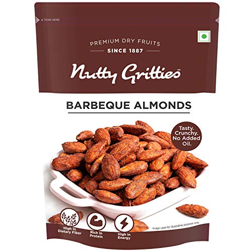 Image of Nutty Gritties Party snacks Barbeque Almonds (BBQ) 200g - Healthy Snack, Dry Roasted, Non Fried, Zero Oil, Crunchy, Tasty (Pack of 2)
