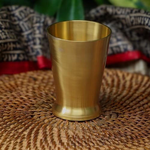 Image of Pure Kansa Antique Drink Glass | Handcrafted Fine Kansa Glass | Perfect for Gifting for KitchenServing Water | 200ml Capacity - (Set of 1) Mini Juice Glass
