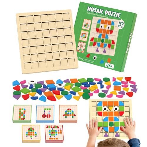 120 Pièces De Forme Mosaique Puzzle en Bois Tangram | Jouets Montessoris | Forme Mosaique Puzzle en Bois Tangrams Enfant | pour Enfant Classe Salle De Jeux...