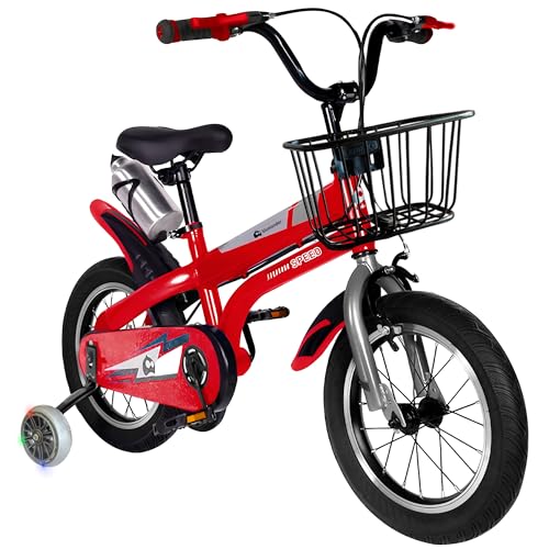 Bicicletas, Sports Bluelander Bicicleta Infantil para Niño Rodada 16, Ruedas de Entrenamiento, Canastilla Metalica, Salpicadera, Soporte para Botellas, Asiento y Manubrio...