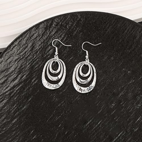 Hypoallergenic Sterling Silver Circle Dangle Earrings Geometric Boho Style Jewelry for Women Bohemian Lightweight Dangling Gift3