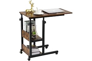 Hadulcet Adjustable Bedside Table with Wheels