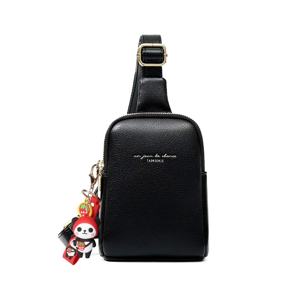 AeequeSling Bag Chest Bag, Aeeque Crossbody Shoulder Bag Women's Leather, Shoulder Backpack Purse Unisex for Outdoor Sports/Travel/Shopping with 1 x Panda Keyring