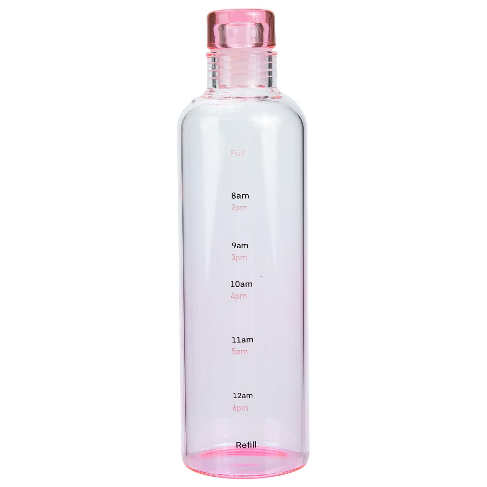 Sports Water Bottle 500ml High Borosilicate Glass with Scale Large Capacity Portable Outdoor Office Bottle Gradient Pink
