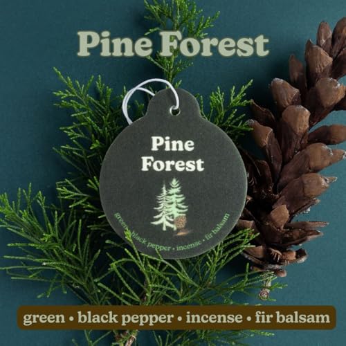 Image of Happy Wax Pine Forest Car Charms 4-Pack - Scent Notes: Green, Black Pepper, Incense and Fire Balsam