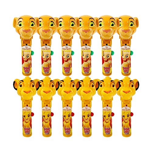 Pop Ups! Lion King Lollipop Holder | Collectable Lion King Toy Lollipop Case |Lion King Party Favors for Halloween, Goodie Bags, Piñata Candy, Game Prizes | Bulk Set of 12 | Lollipops Included