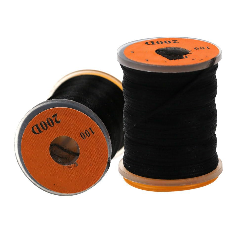 1-Piece 200D 100Yard 8Colors Mix Fly Tying Thread Floss for Tying Nymphs Streamers Bass Trout Fishing Lures Fly Tying Material (Black (no Fluorescence) 1pcs)