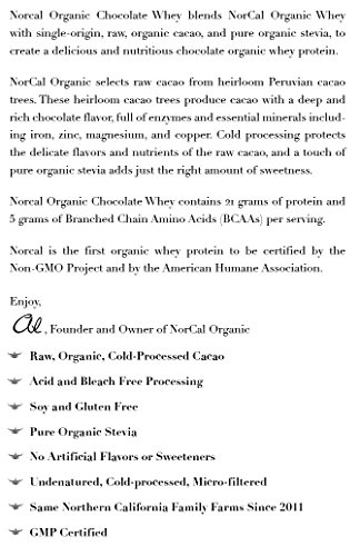 NorCal Organic Chocolate Whey Protein | 100% USA Grass-Fed, USDA Certified | Naturally Flavored with Raw Cacao from California Family Farms | 32 Ounce (Pack of 1) - 32 Servings - Image 6