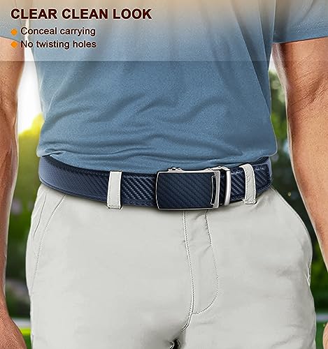 Image of KEMISANT Belt Men, Sliding Ratchet Belt Genuine Leather For Gift Mens Dress Pants Oxfords,Size Adjustable