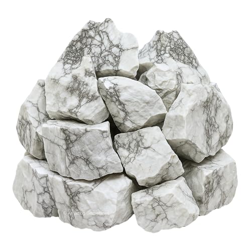 Image of Amazing Gemstone 2 Pieces Howlite Raw Crystals and Healing Stones, Natural Rocks for Tumbling and DIY Raw Stones and Crystals