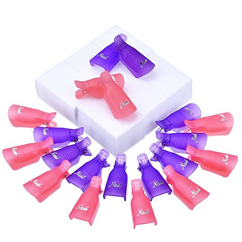 eBoot 20 Pieces Nail Soak off Cap Clip Nail UV Gel Polish Remover Clips with 420 Pack Nail Polish Remover Pads Nail Wipes Cotton Pads