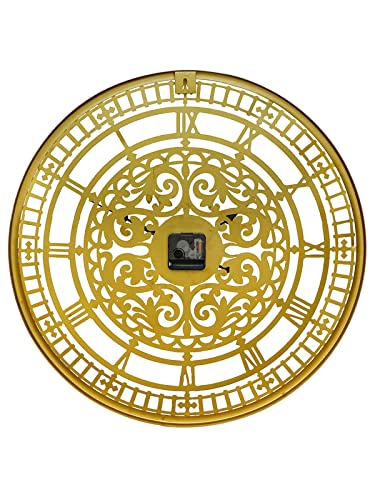 Image of CHRONIKLE Classic Round Golden Color Metal Case Analog Black Needle Roman Numbers Wall Clock for Living Room Home Decor Office Gifts (Size: 54 x 1 x 54 CM | Weight: 1380 Gram)