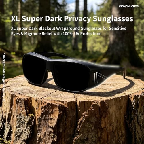 Image of CAT 4.5 Cataract Super Dark Sunglasses Fit Over Wraparound Sunglass UV Protection Shades Migraine Sensitive Eyes