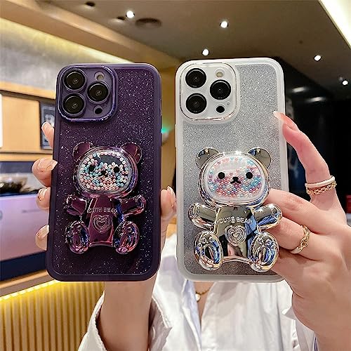 Coque iPhone 13 Pro Max noire support brillant paillettes antichoc - 2