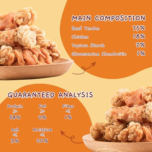 Jungle Calling Beef Tendons for Dogs, Chicken Wrapped Tendons Dog Chews Long Lasting Hip and Joint Supplement for Dogs with Glucosamine (Knotted Bone) Jungle Calling Beef Tendons for Dogs, Chicken Wrapped Tendons Dog Chews Long Lasting Hip and Joint Supplement for Dogs with Glucosamine (Knotted Bone)