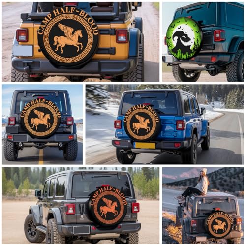 Image of GENANY Greek Mythology Father's Day PVC Spare Tire Cover for RV Trailer, Waterproof, Size 18 Fits 33-35 Inch