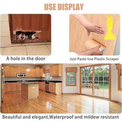 Image of Orange Colour Wood Border Wallpaper Peel and Stick Wooden Contact Paper for Countertops Border, Wall Corners Stickers and Wall Decor Waterproof Self Adhesive 6x240 Inch