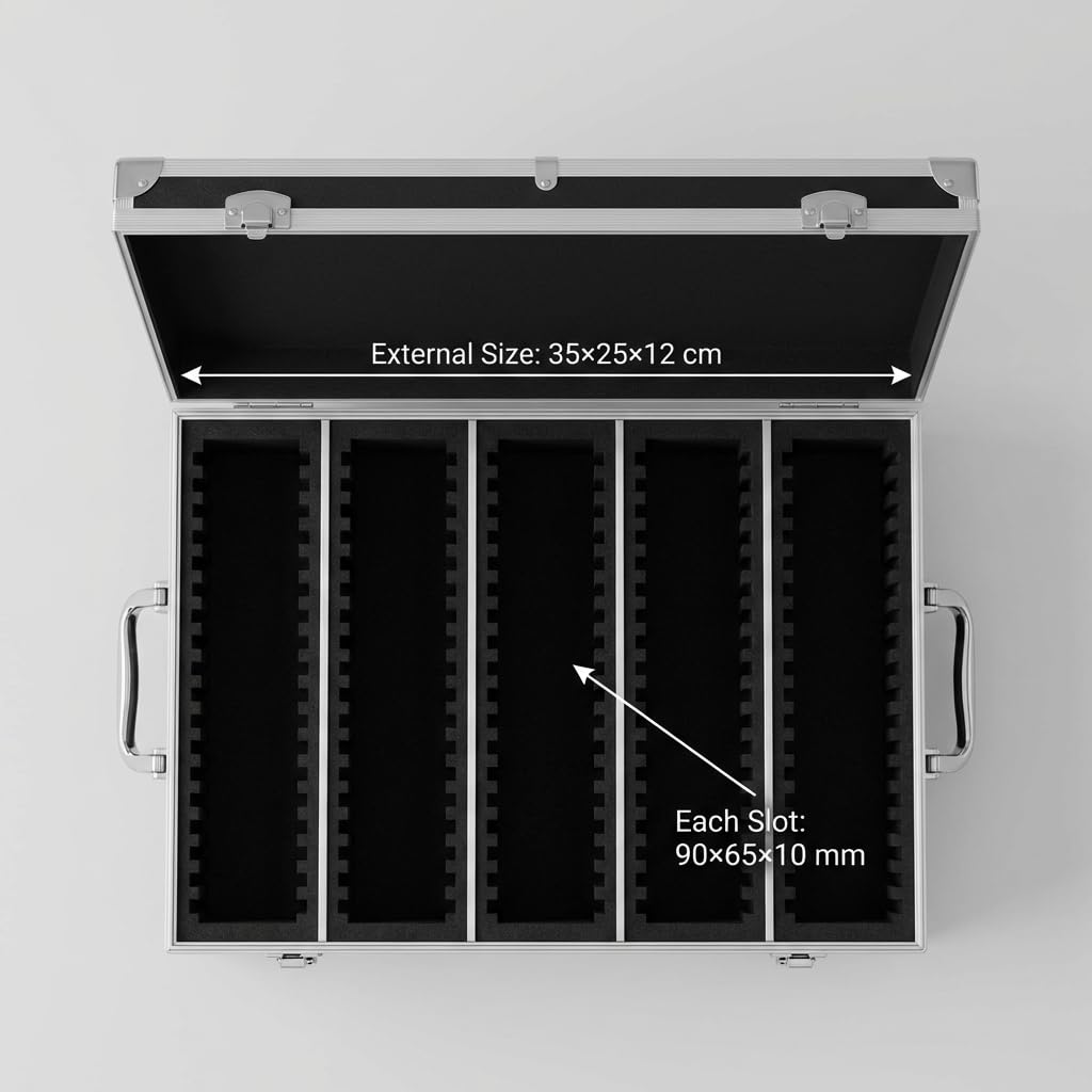 QWORK Coin Storage Box, 100 Graded Coin Slab Case, Trading Card Storage Box for PCGS, NGC & More, Coin Holder Display Case, Coin Collection Supplies, Black