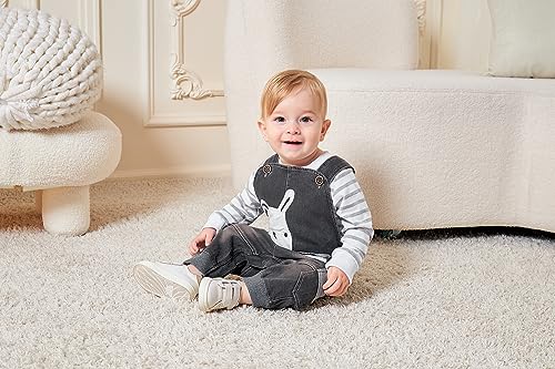 Image of Cute Baby Boy Clothes Suit Toddler Boys' Striped Long Sleeve T-Shirt+Denim Overalls Jumpsuit Pants Outfits Sets