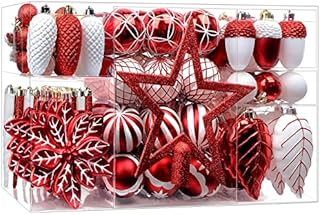 SHareconn 106pcs Christmas Balls Ornaments Set, Shatterproof Plastic Decorative Baubles for Xmas Tree Decor Holiday Wedding Party Decoration with Hooks Included, Purple & White