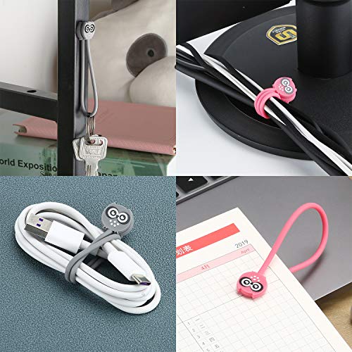 image for SUNFICON Cable Twist Ties Silicone Cable Organizers Magnetic Clips Reu