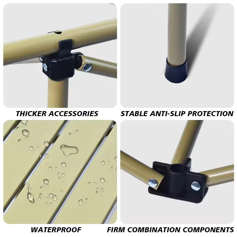 Image of Garden Art Folding Portable Metal Camping Table GAFTBE1491-10 | Outdoor FoldingTable for Garden Camping, Hiking, Fishing, Picnic | Light Weight Easy to Fold & Carry (Khaki Table, Medium)